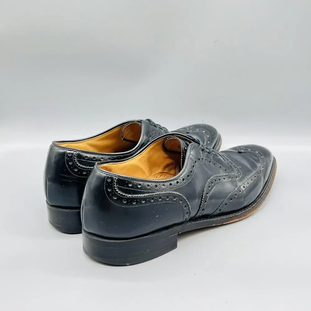 Johnston & Murphy Shoes Mens 11.5 Black Leather Aristocraft Wingtip Oxford Dress